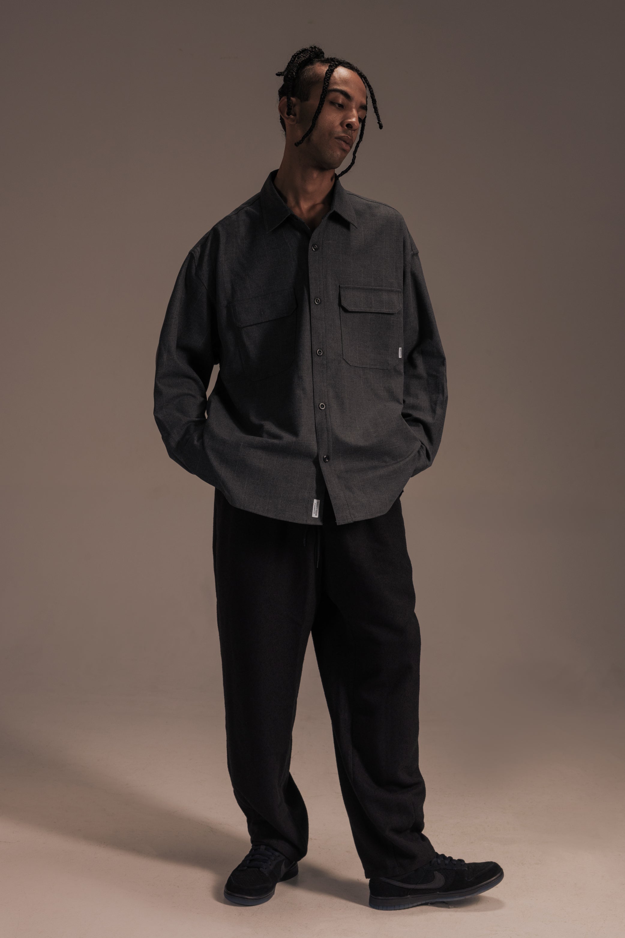 POLYESTER STRAIGHT PANTS 抽繩直筒寬褲