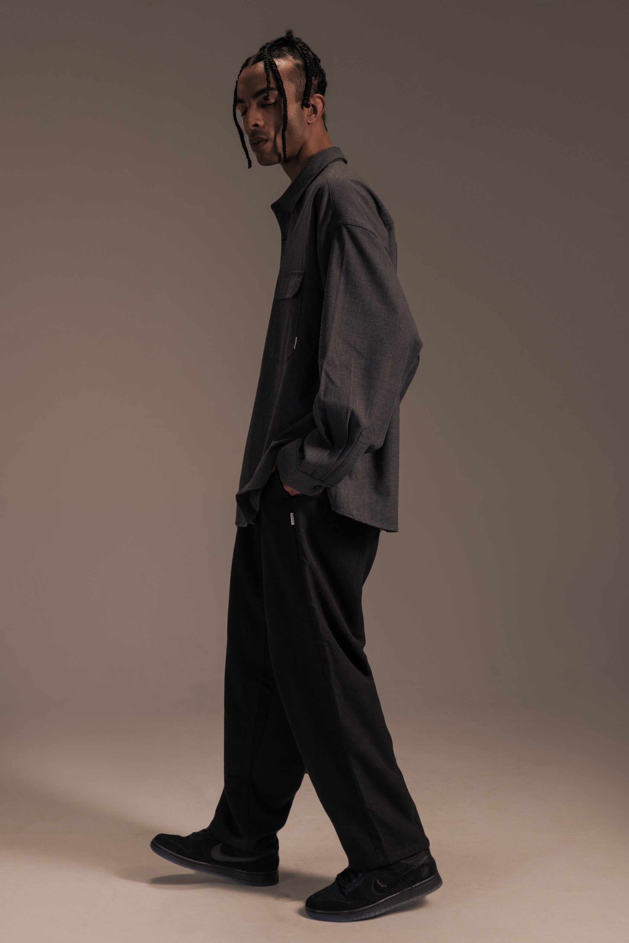 POLYESTER STRAIGHT PANTS 抽繩直筒寬褲
