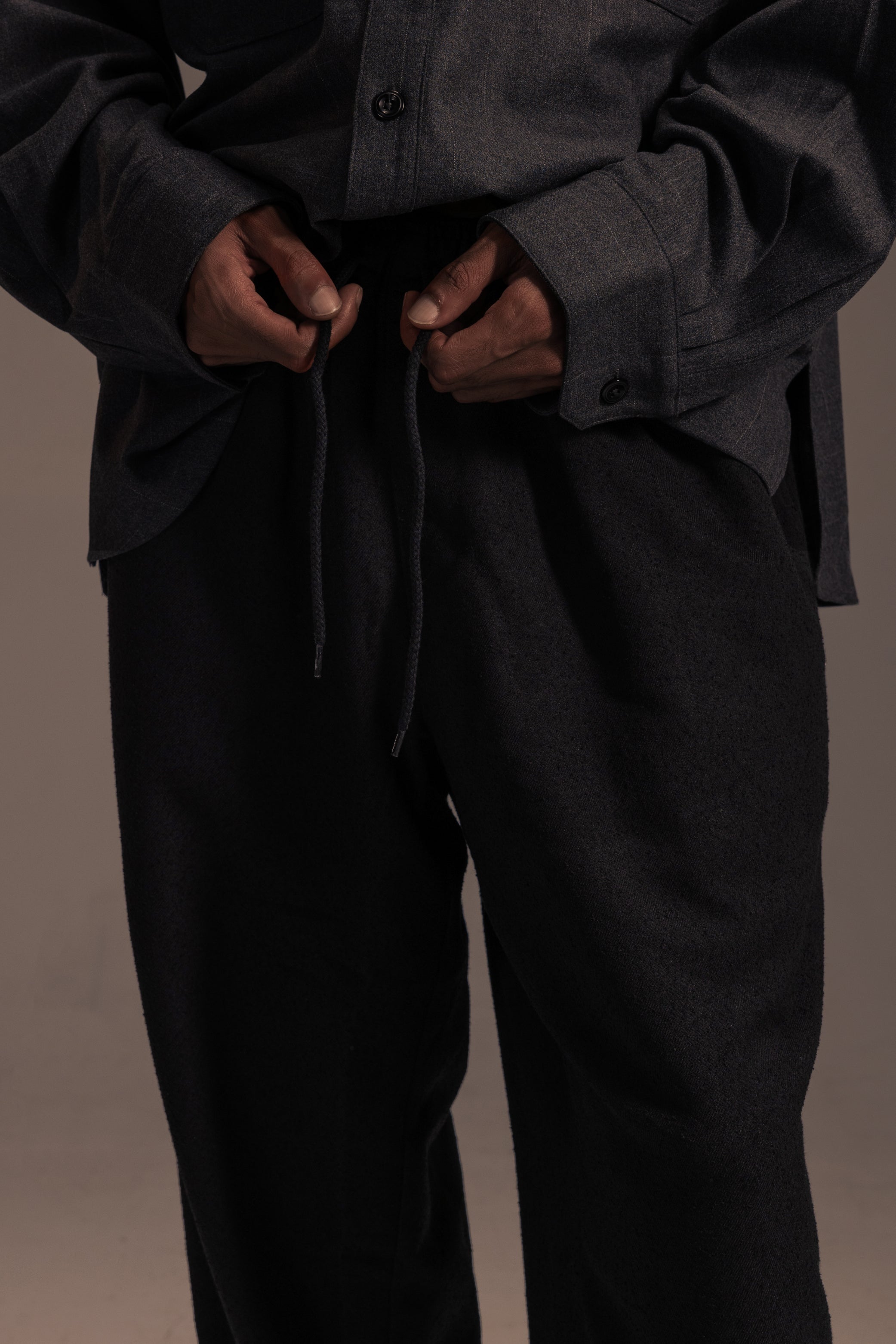 POLYESTER STRAIGHT PANTS 抽繩直筒寬褲