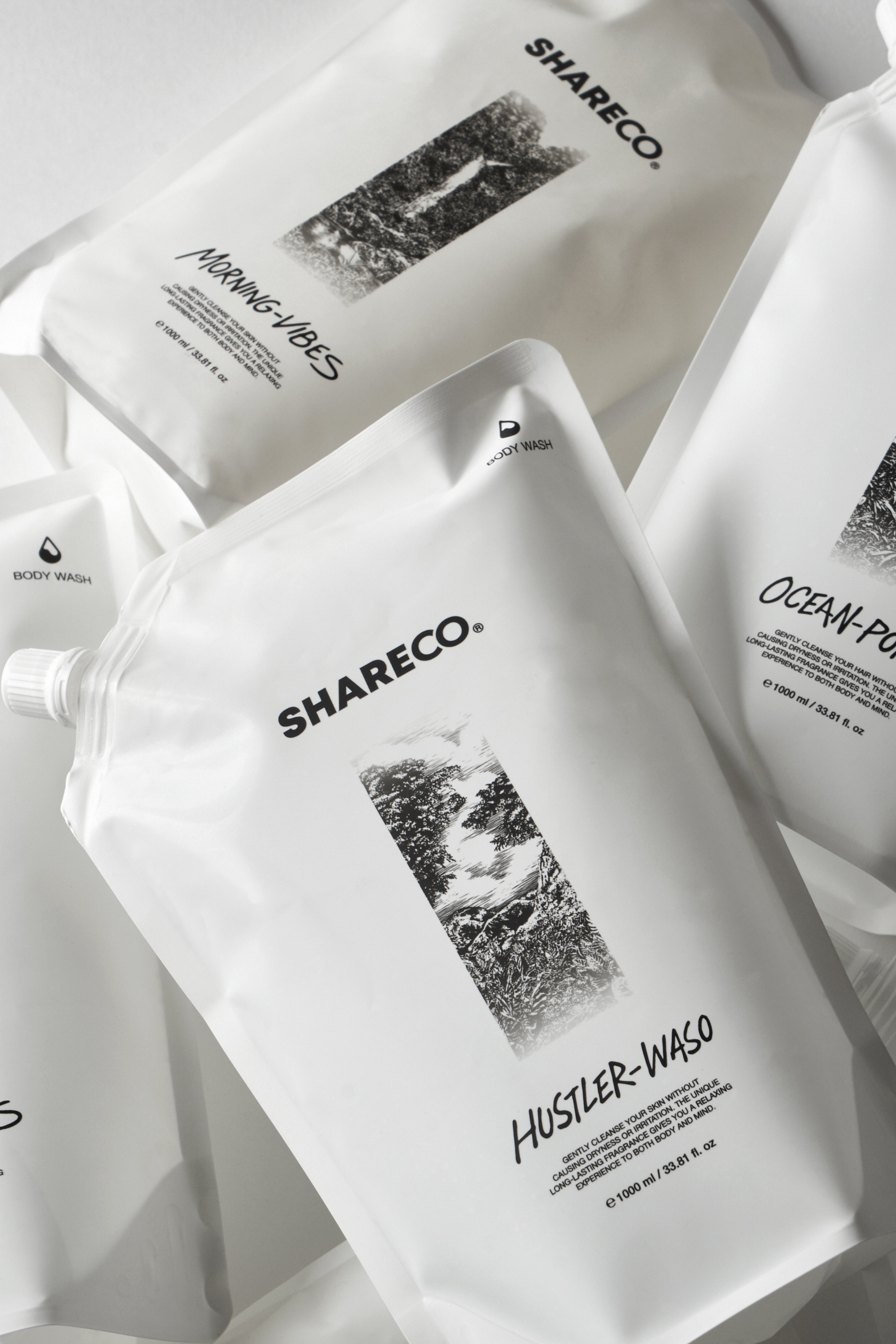 菸草香沐浴膠 HUSTLER-WASO|1000ml 補充包 - SHARECO DESIGN