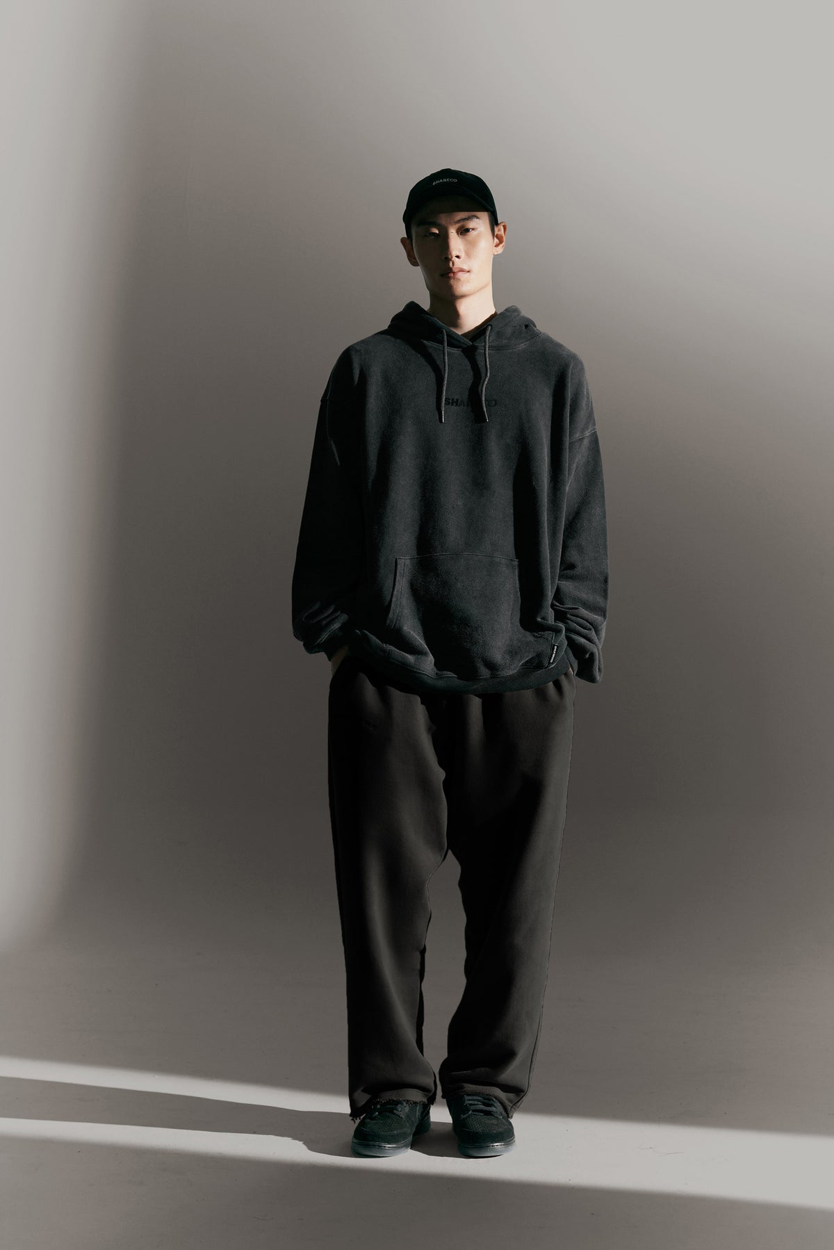 “CAE”WASHED WIDE LEG SWEATPANTS 水洗直筒棉寬褲 (炭灰)
