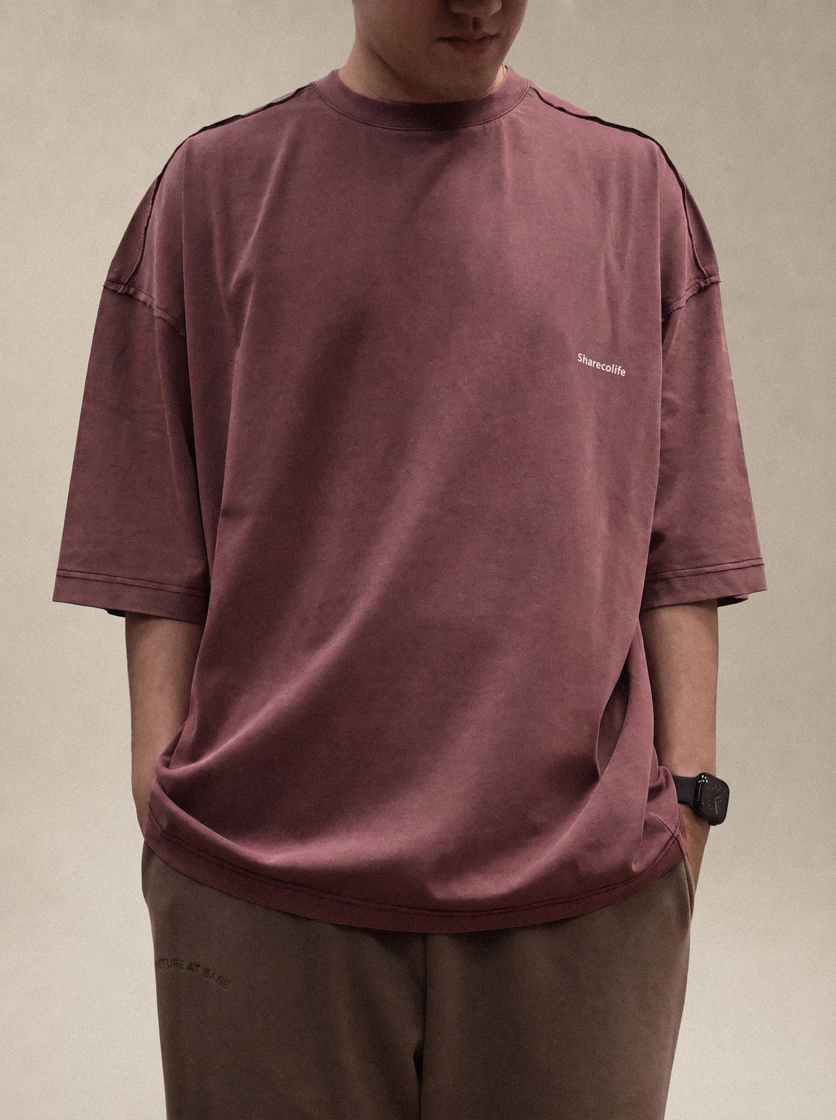 "SHARECOLIFE" DECONSTRUCTED TEE 解構短袖 TEE (褪色紅)
