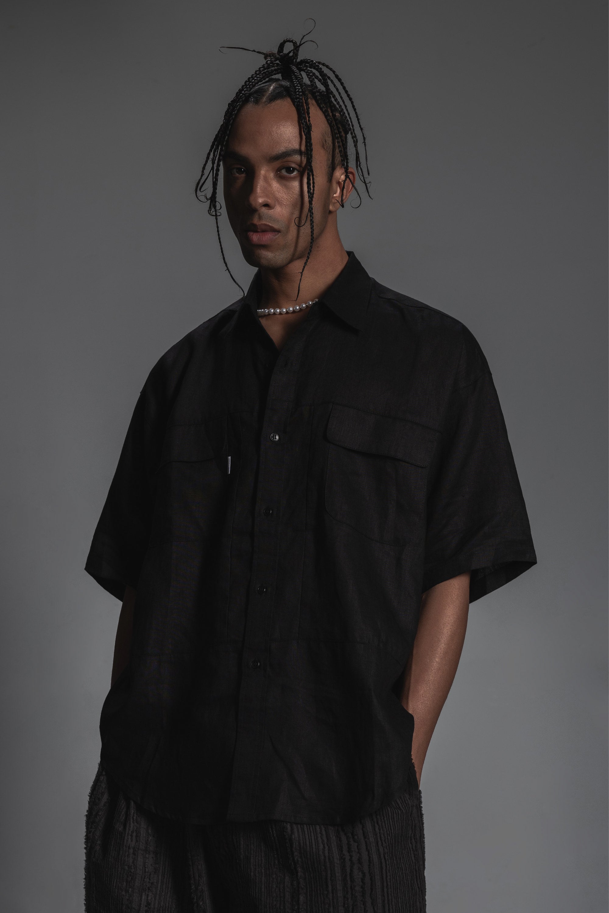 LINEN SHORT SLEEVED SHIRT 亞麻寬版襯衫 - SHARECO DESIGN