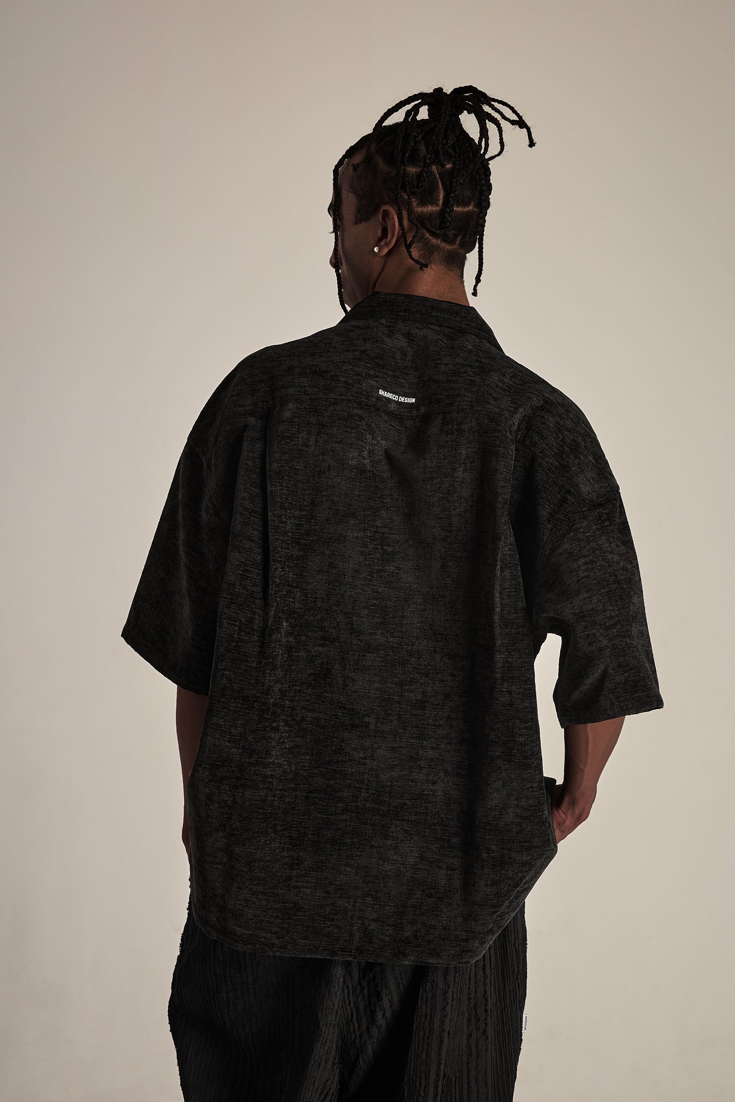 VELVET SHORT SLEEVE SHIRT 條絨寬版襯衫 - SHARECO DESIGN